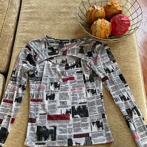 Read al about it LONDON newspaper womens blouse